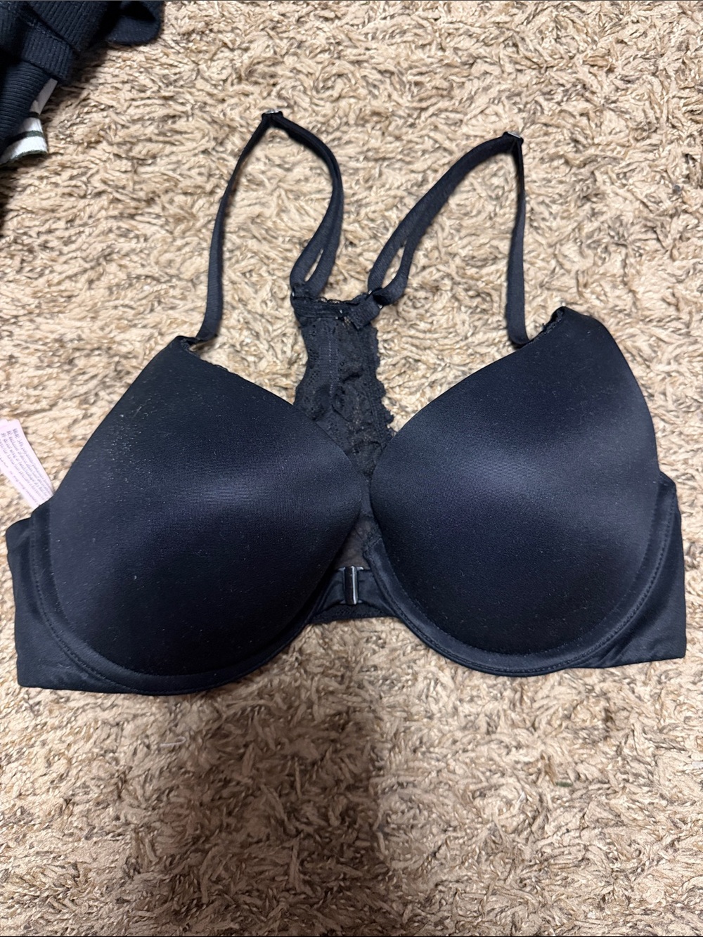 Victoria's Secret Black Racerback Push-Up Bra with Lace Back
